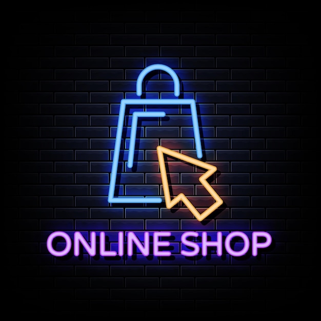 Texto da Loja Online Logo Sinal de néon