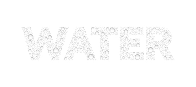 Texto da textura de gotas word water vector gotas de água realistas condensadas em fundo branco