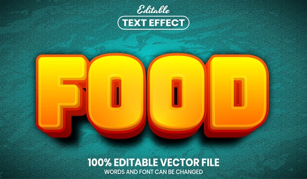 Vetor texto de comida, efeito de texto editável de estilo de fonte