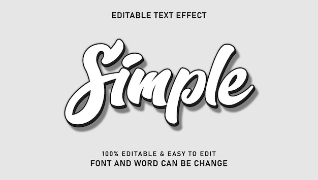Texto de efeito simples com estilo de fonte minimalista 3D moderno editável