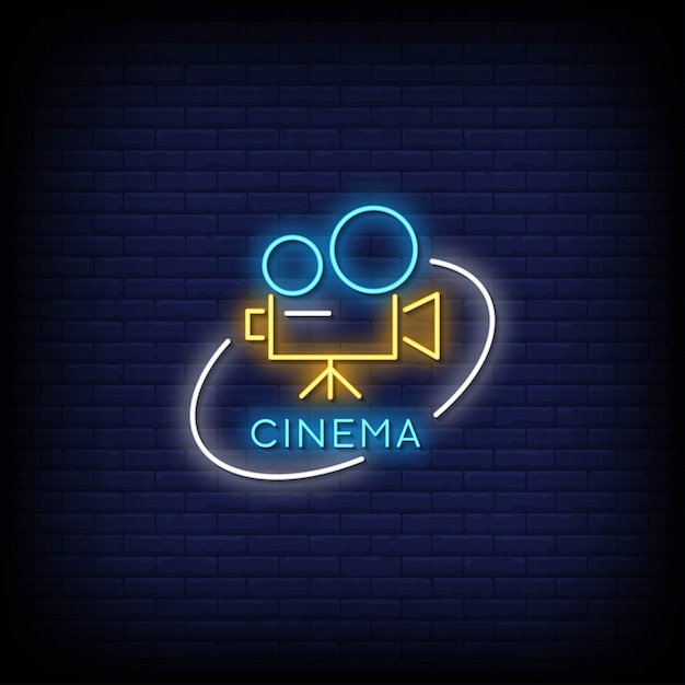Texto de estilo de letreiros de néon de cinema