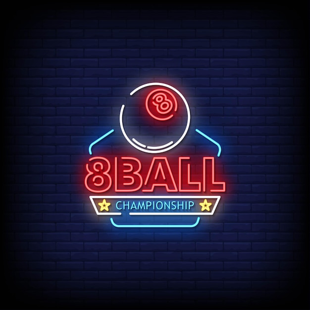Texto de estilo de sinais de néon de campeonato de 8 bolas