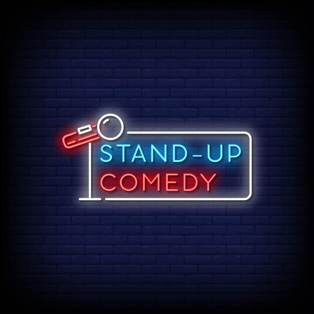 Texto de estilo de sinais de néon de comédia stand up