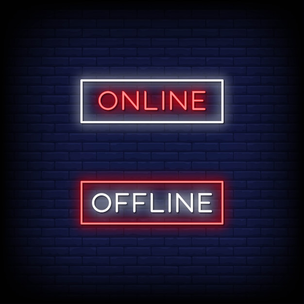 Texto de estilo de sinais de néon online e offline