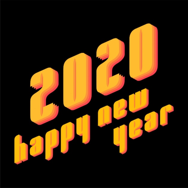 Texto de feliz ano novo de 2020 em estilo moderno para cartão de impressão