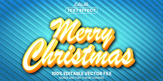 Texto de feliz natal, efeito de texto editável de estilo de fonte