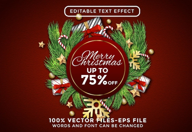 Texto de feliz natal. vetores premium de efeitos de texto editáveis