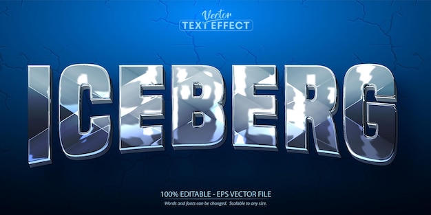 Texto de iceberg editável com efeito de texto de gelo e estilo de texto de desenho animado