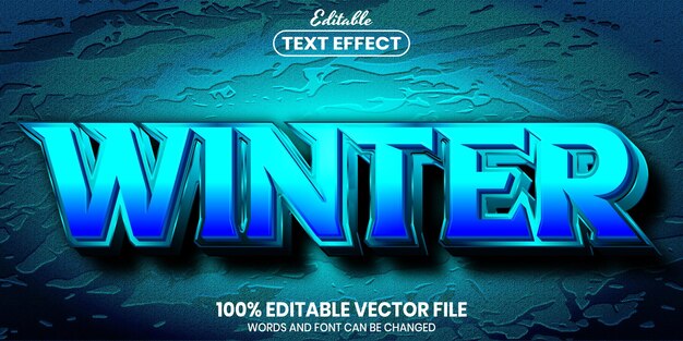 Texto de inverno, efeito de texto editável de estilo de fonte