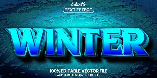 Texto de inverno, efeito de texto editável de estilo de fonte