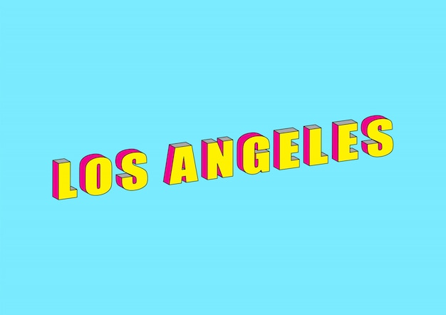Texto de Los Angeles com efeito isométrico 3d