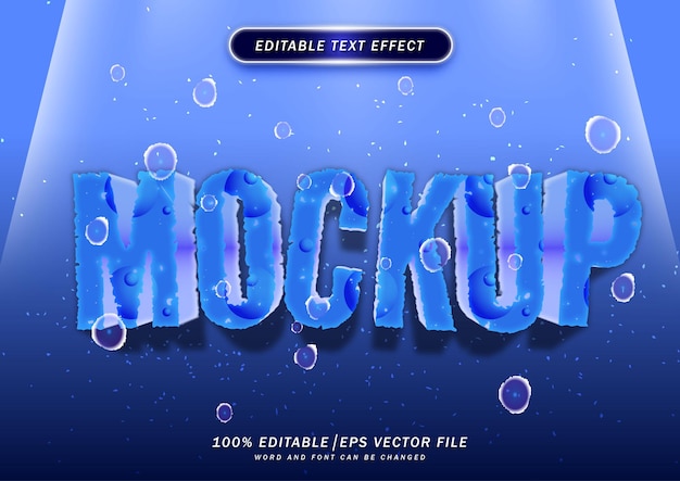 Texto de maquete editável de estilo de texto de efeito de água