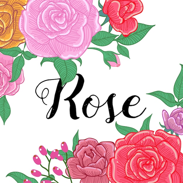 Texto de modelo de flor rosa primavera