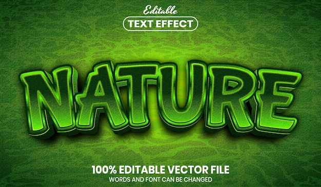 Texto de natureza, efeito de texto editável de estilo de fonte