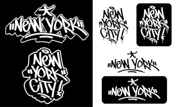 Vetor texto de nova york em graffiti tag estilo de fonte graffiti texto vetor ilustrações