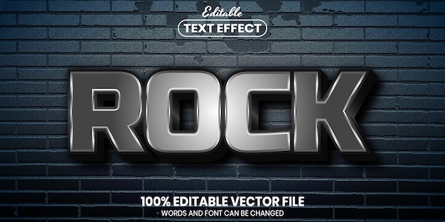 Texto de rock, efeito de texto editável de estilo de fonte