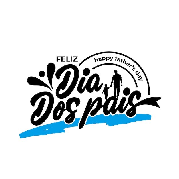 Vetor texto de saudação de feliz dia dos pais feliz dia dos pais em língua portuguesa desenho de letras