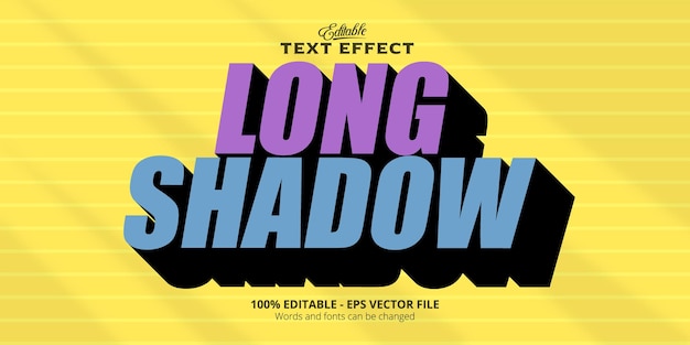 Texto de sombra longa, efeito de texto editável