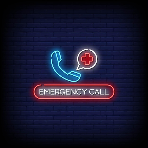 Texto do estilo dos sinais de néon de chamada de emergência