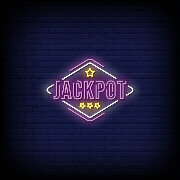 Texto do estilo dos sinais de néon do jackpot