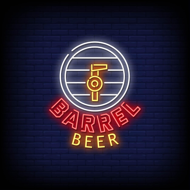 Texto do estilo dos sinais de néon do logotipo da cerveja do barril