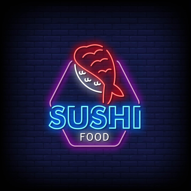 Texto do estilo dos sinais de néon do logotipo da comida de sushi