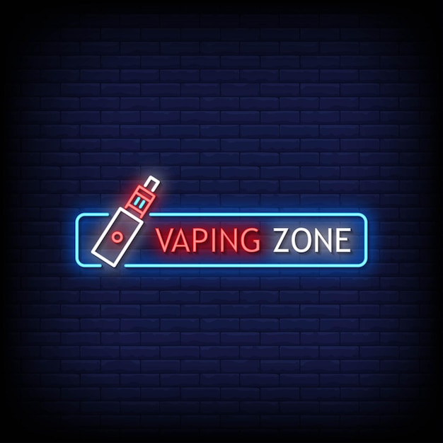 Texto do estilo dos sinais de néon do logotipo da vaping zone