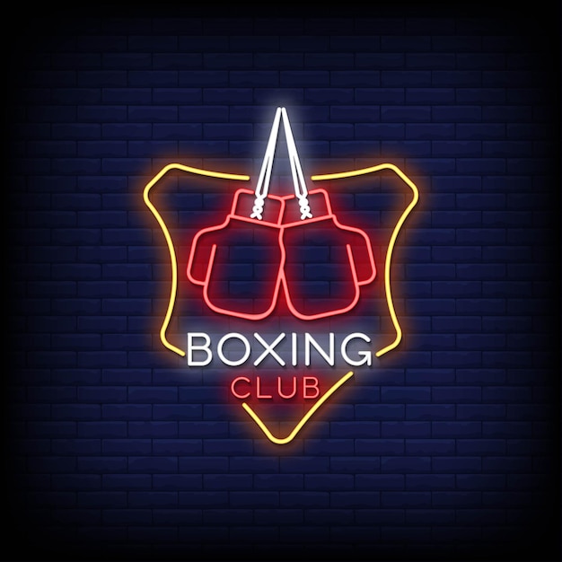 Texto do estilo dos sinais de néon do logotipo do clube de boxe