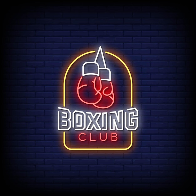 Texto do estilo dos sinais de néon do logotipo do clube de boxe