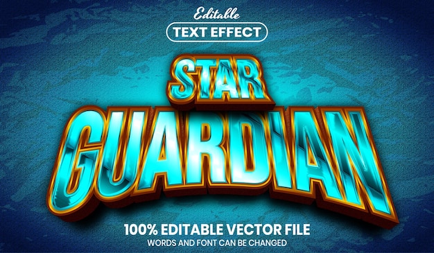 Vetor texto do guardião da estrela, efeito de texto editável