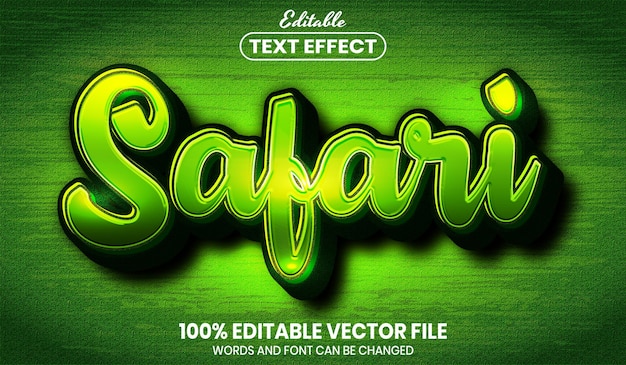 Texto do safari, efeito de texto editável de estilo de fonte