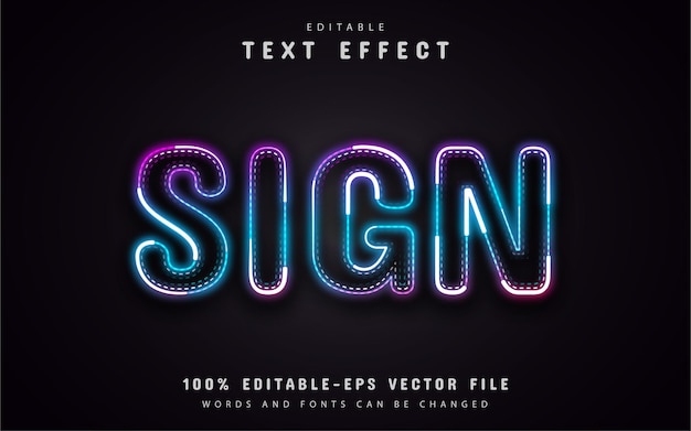 Texto do sinal, efeito de texto estilo neon