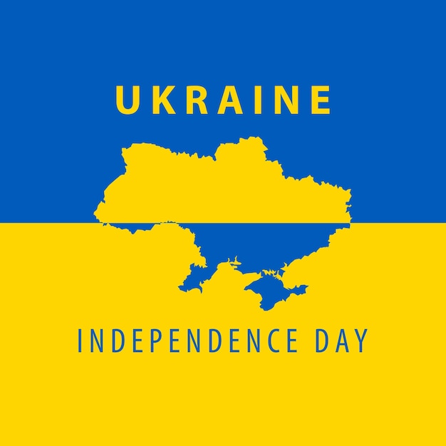 Texto e símbolo saudação do Dia da Independência da Ucrânia com fundo azul e amarelo