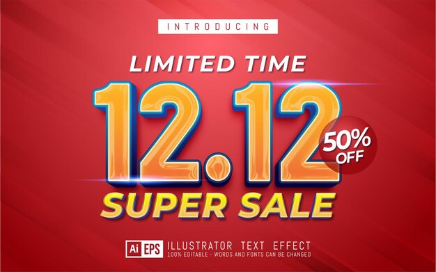 Texto editável 12.12 Fundo do banner de super venda do dia de compras