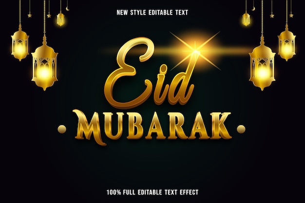 Texto editável com efeito de luxo eid mubarak cor ouro
