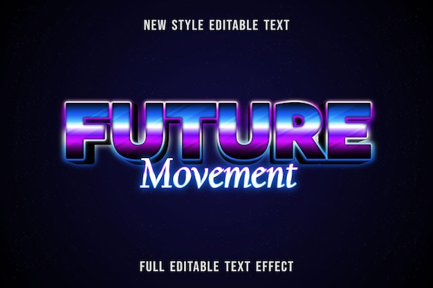 Texto editável efeito de movimento futuro cor azul roxo e preto