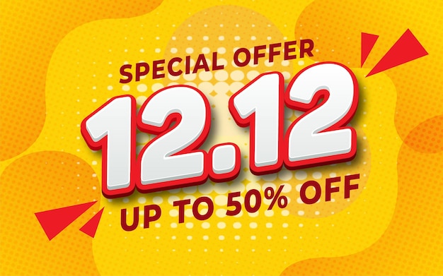 Texto editável Oferta especial 12.12 design de pôster ou folheto de venda no dia de compras
