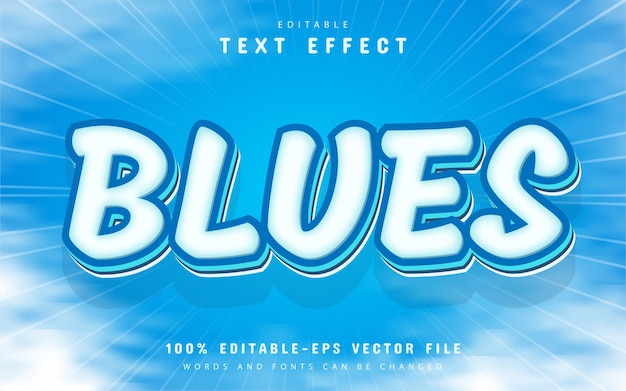 Texto em azul, efeito de texto editável