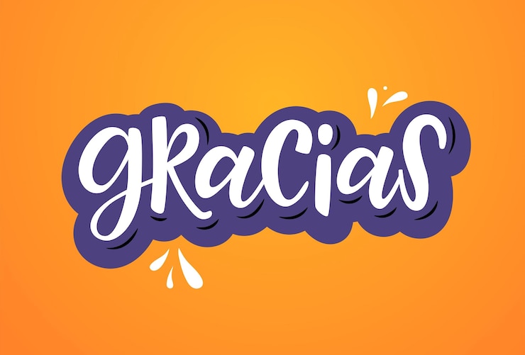 Texto em espanhol de caligrafia de Gracias Lettering design de cartão postal em estilo de script Vetor isolado
