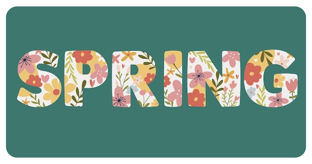 Texto floral de celebração de primavera plana