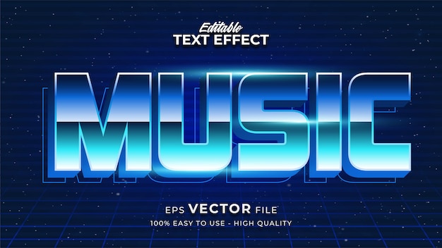 Texto musical em gradiente colorido com efeito brilhante e estilo futurista