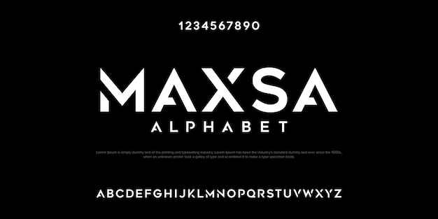 Texto personalizado da ilustração da fonte do alfabeto Maxsa tipografia forte e funky