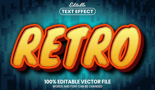 Texto retrô, efeito de texto editável de estilo de fonte