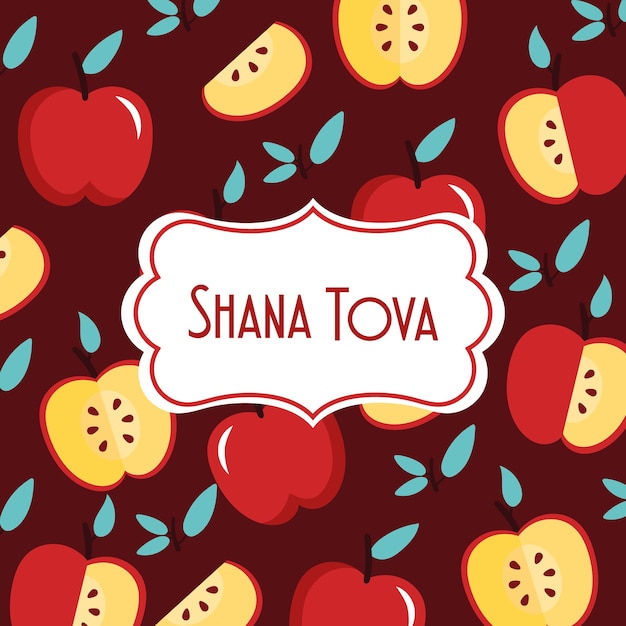 Texto shana tova com maçãs