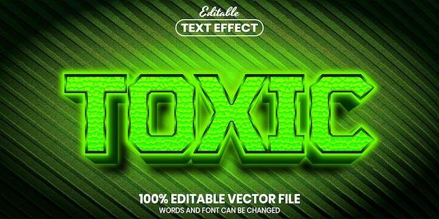 Vetor texto tóxico, efeito de texto editável de estilo de fonte