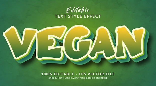 Texto vegan em efeito de estilo de cor de salada, efeito de texto editável