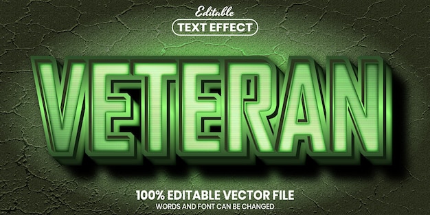 Texto veterano, efeito de texto editável de estilo de fonte