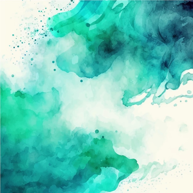 Textura de aquarela azul do mar realista sobre ilustração vetorial de fundo branco