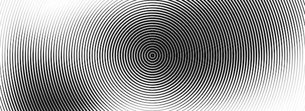 Textura de círculo concêntrico preto Padrão geométrico radial de fundo Radar de epicentro linear ou alcatrão