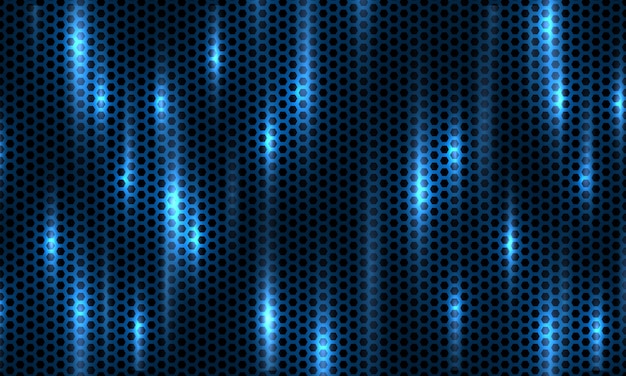 Vetor textura de fibra de carbono hexágono azul marinho de fundo azul escuro com flashes brilhantes